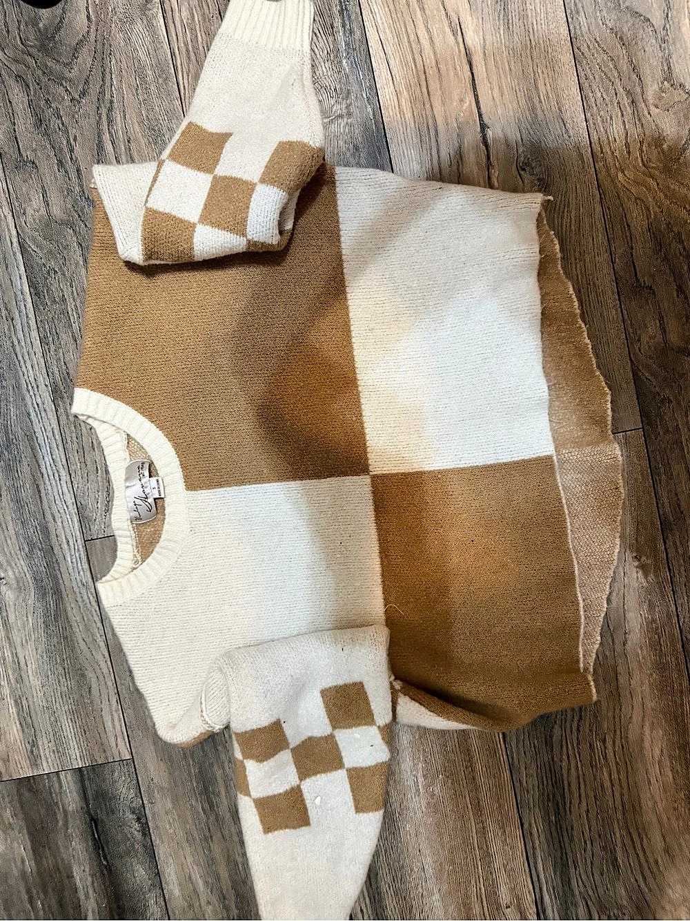 Color Block Sweater in Brown & Cream